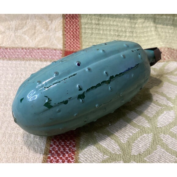 Antique USSR Painted Glass Christmas Fir-Tree Ornament Decoration Pickle - Picture 8 of 12